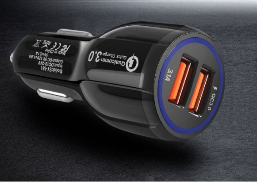 Швидка Авто зарядка в прикурювач Smart Fast QC 3.0 2х USB 6A