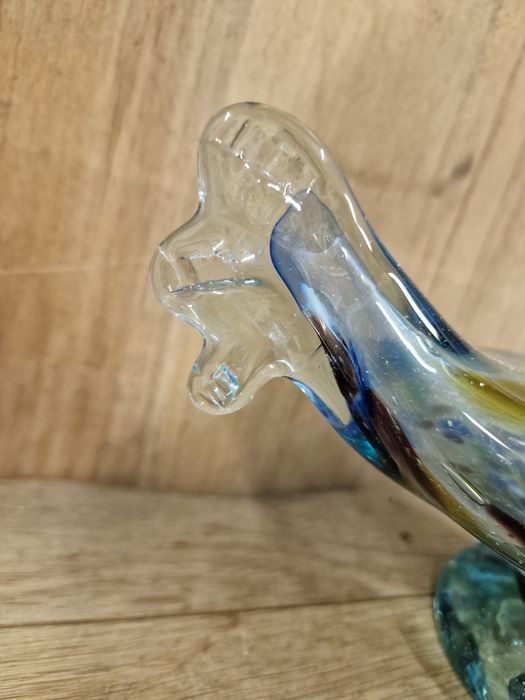 Szklana figurka kolorowe szkło Ząbkowice Koguta PRL