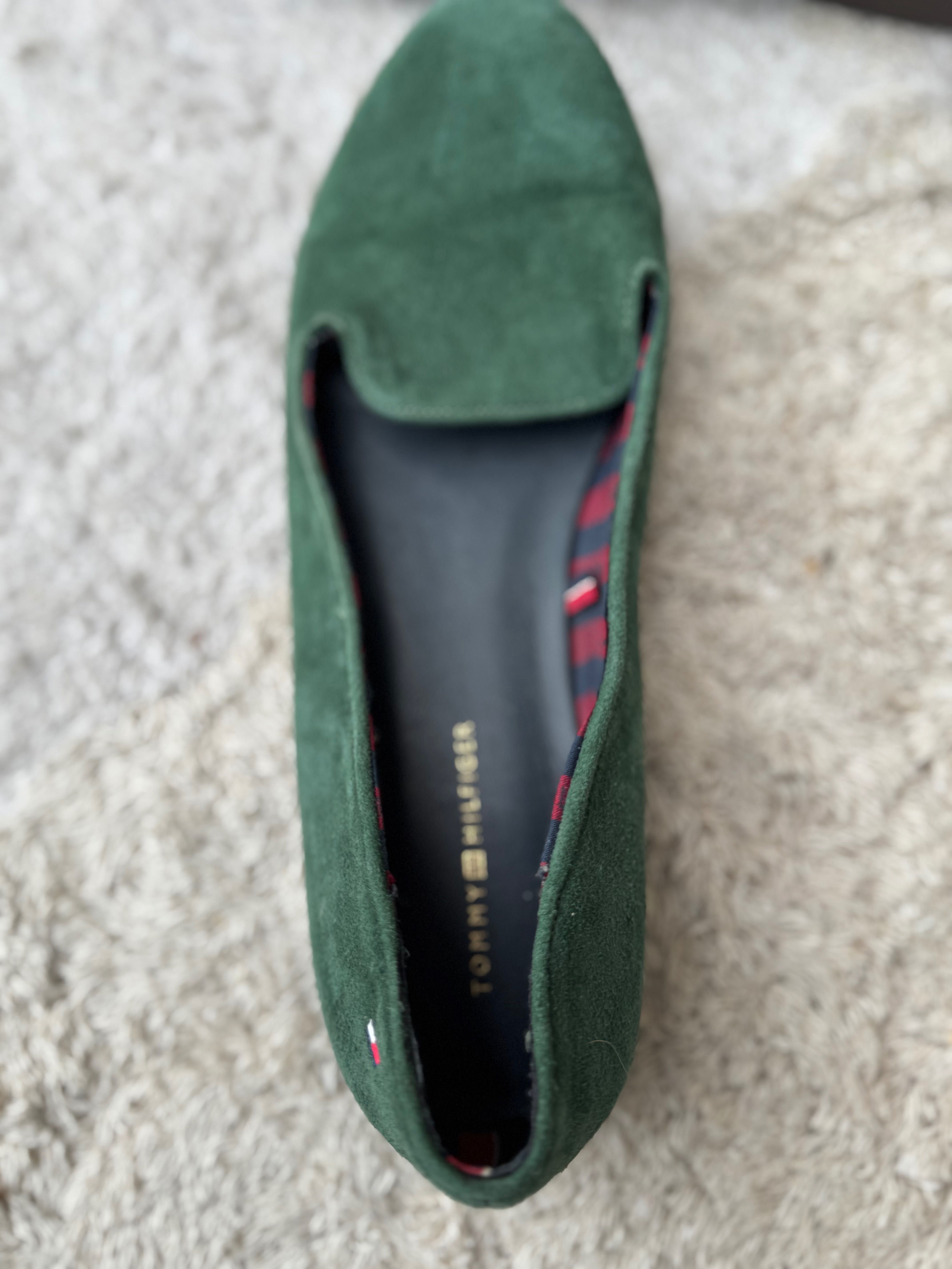 Lordsy zielone baleriny Tommy Hilfiger