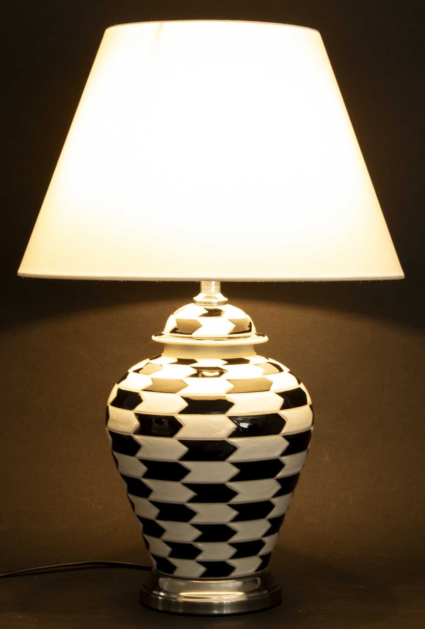 Stołowa lampa ceramiczna klasyczna czarno-biała lampka nocna 159069