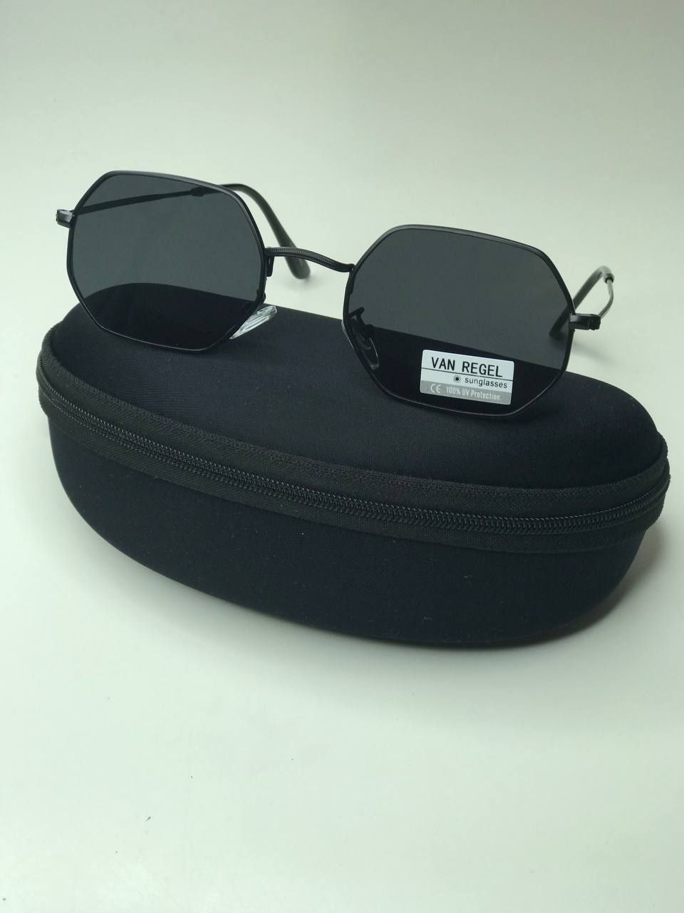 Солнцезащитные очки Octagonal черные фигурные без бренда восьмигранные