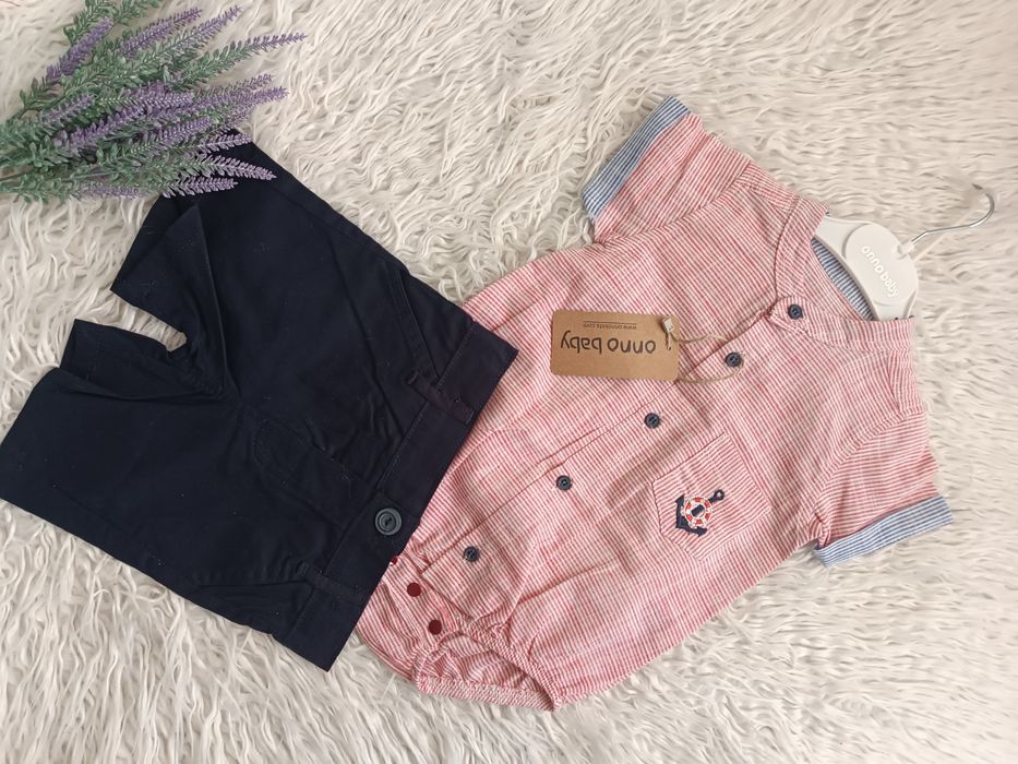 Nowy elegancki komplet na lato dla chłopca 9-12 miesięcy