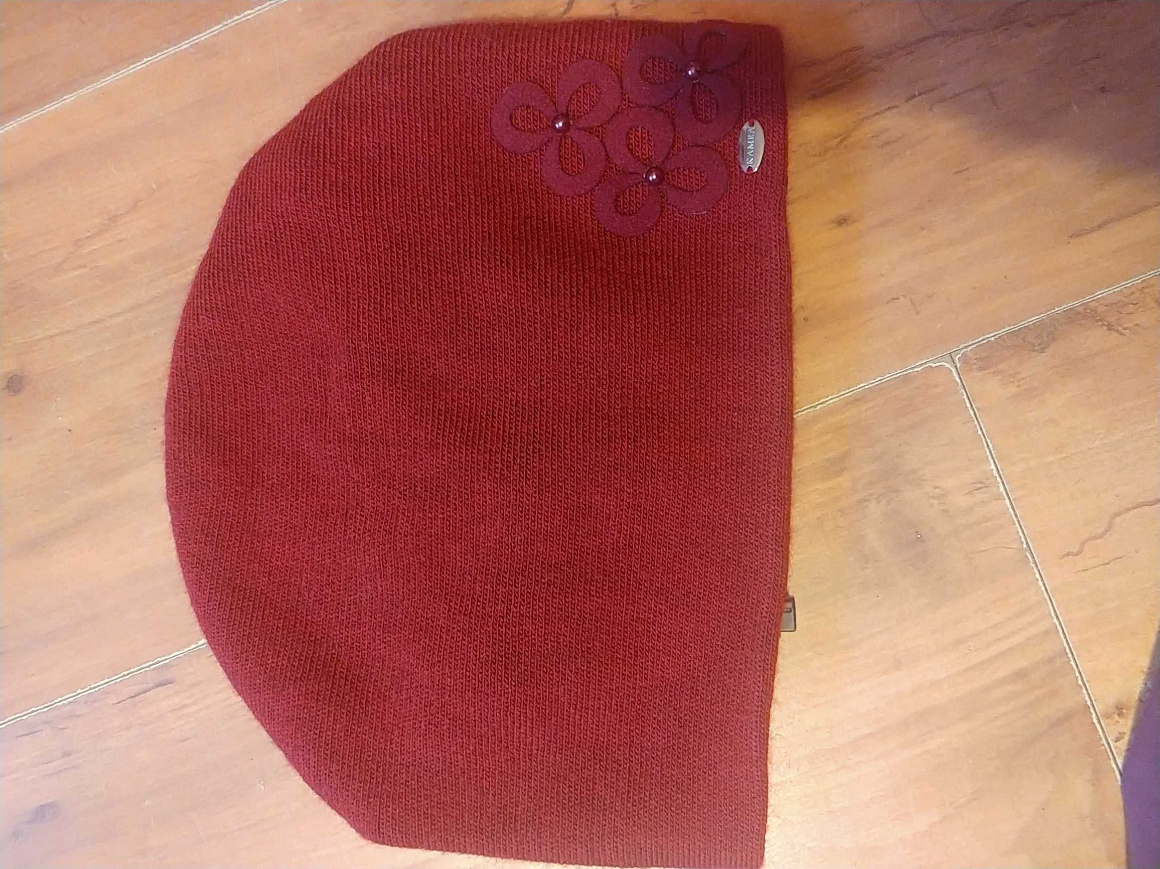 Czapka cytryn Kamea bordowa wiosenna
