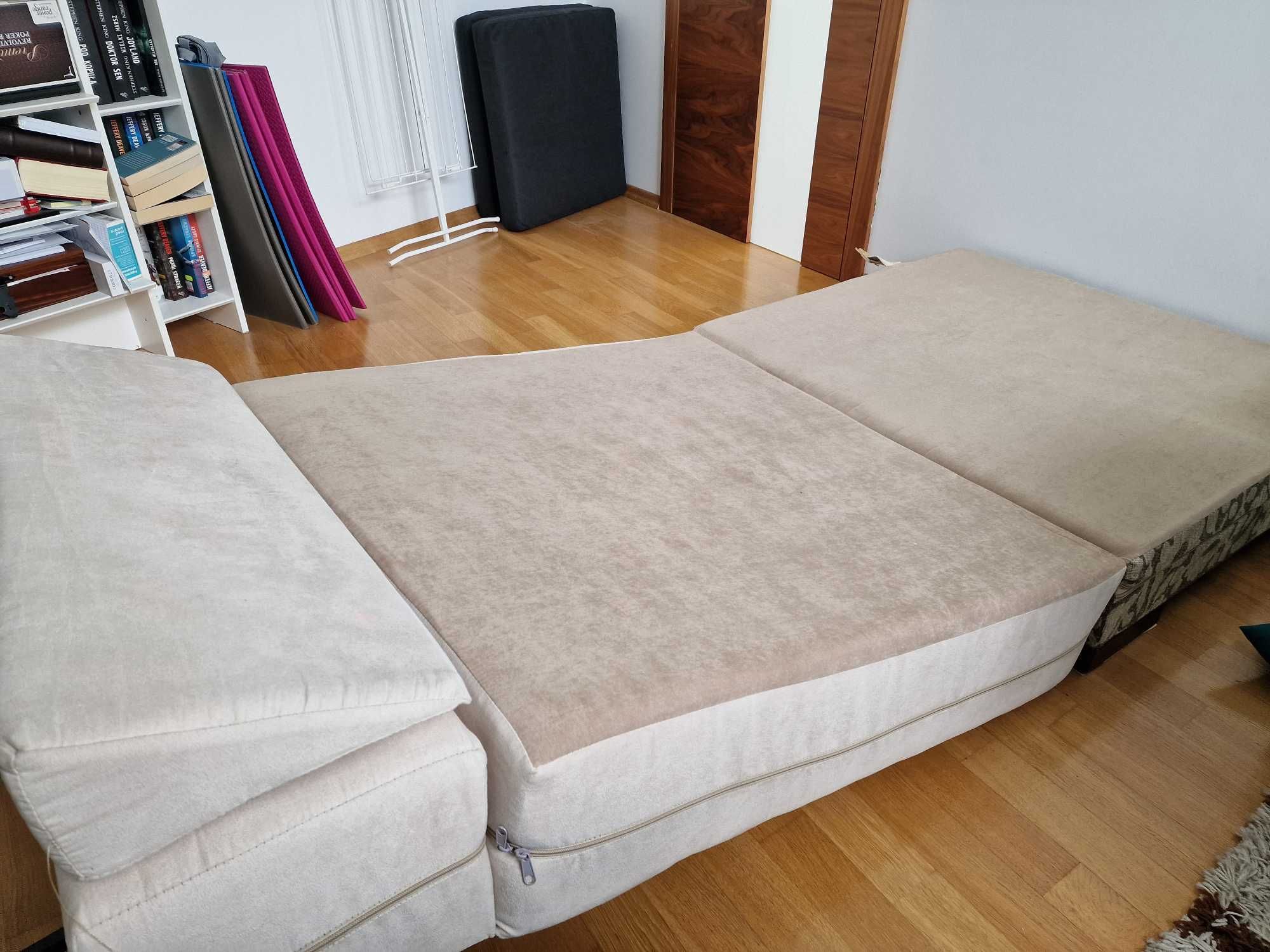 Sofa beżowa rozkładana 80x90 cm - nowa