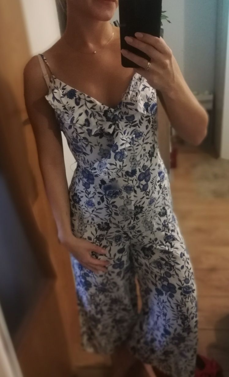 Kombinezon kuloty kwiaty falbany H&M 34 xs nowy
