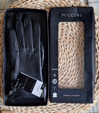 Nowe czarne skórzane rękawiczki Puccini rozmiar 7.5 na prezent