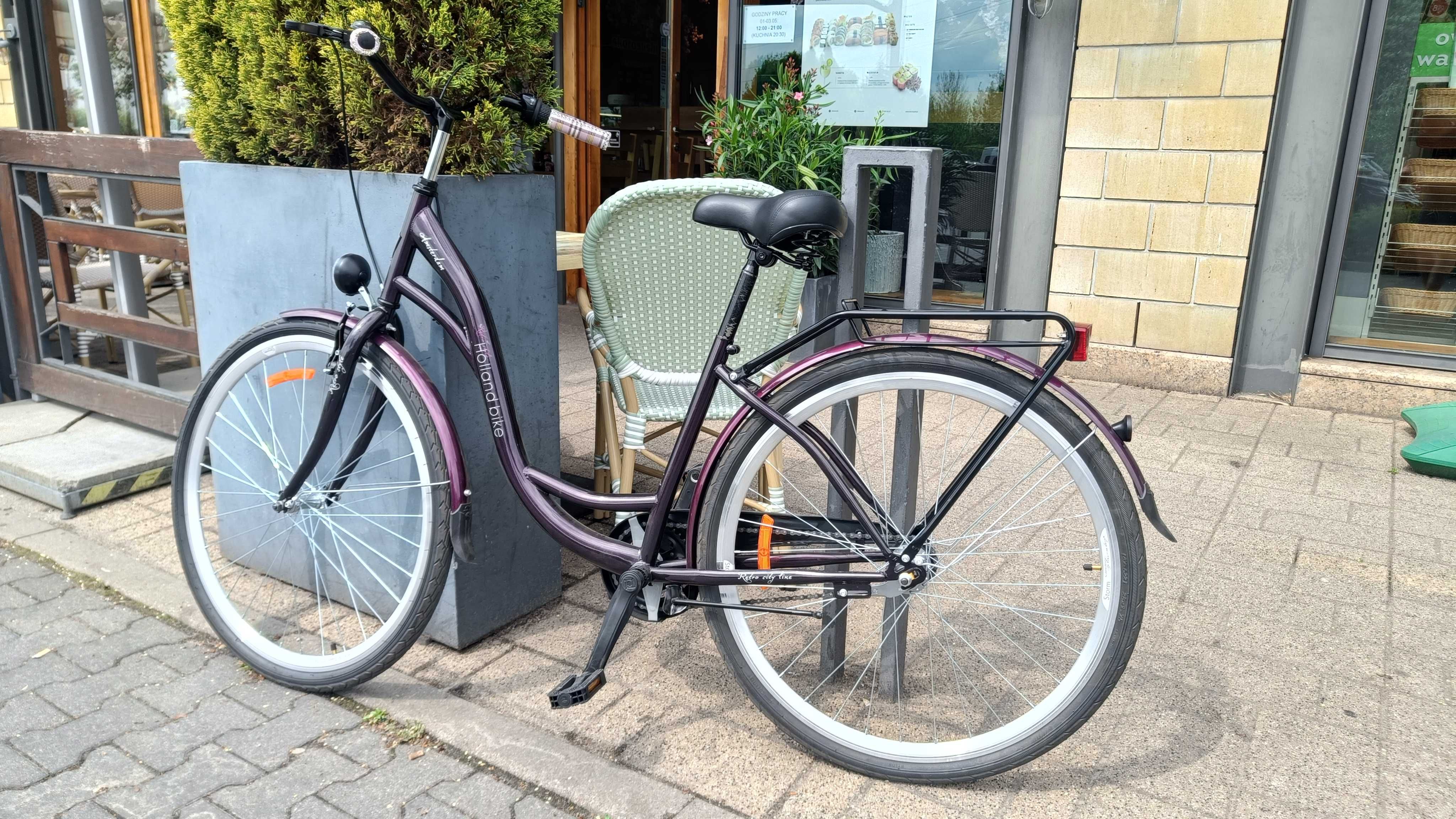 Rower damski AMSTERDAM 26″ 3S (damka, śliwka/fioletowy, 3 przerzutki).