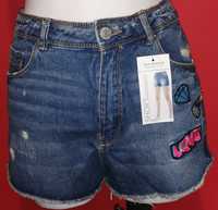 Krótkie spodenki jeansowe szorty z haftami TERRANOVA