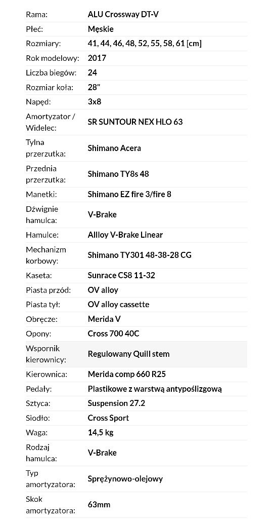 Rower Merida crossway 20-v koła 28"