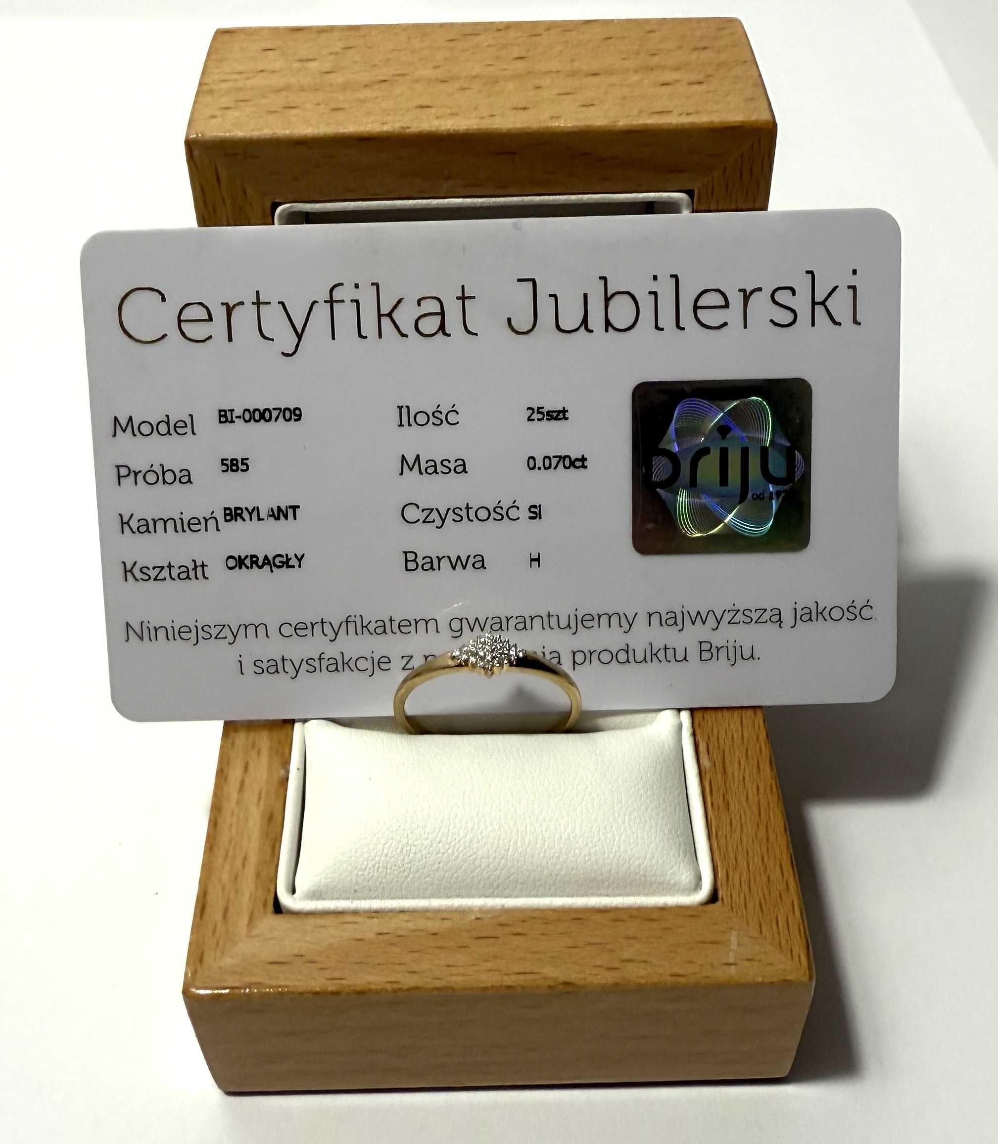 BRIJU pierścionek zaręczynowy ZŁOTY Z BRYLANTAMI - 1,21G/585/R.16