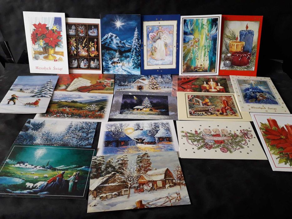 20 kartek świątecznych czystych (pocztówek).