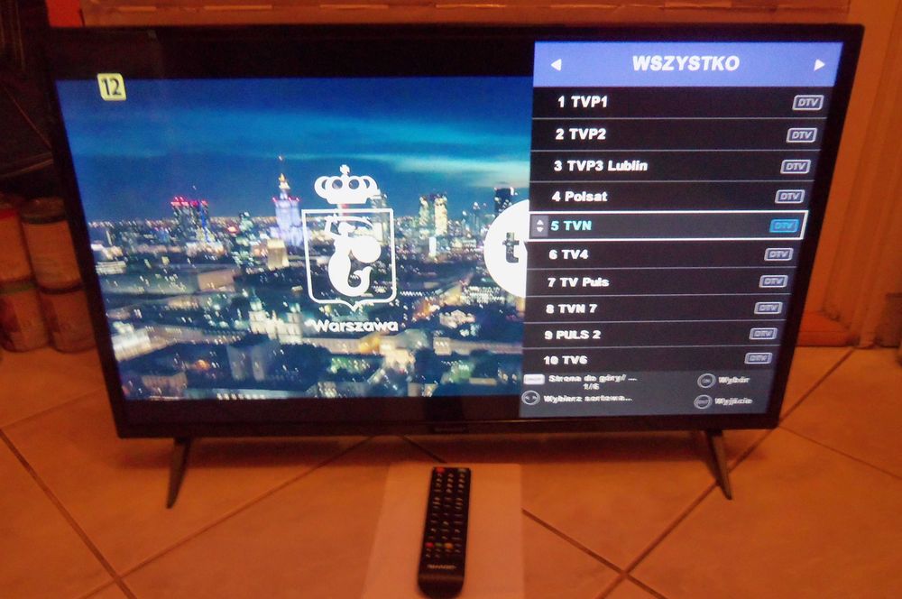 Sharp 32 cale LED, posiada DVB-T2 H.265, pilot, karton, zakup:02/2025r