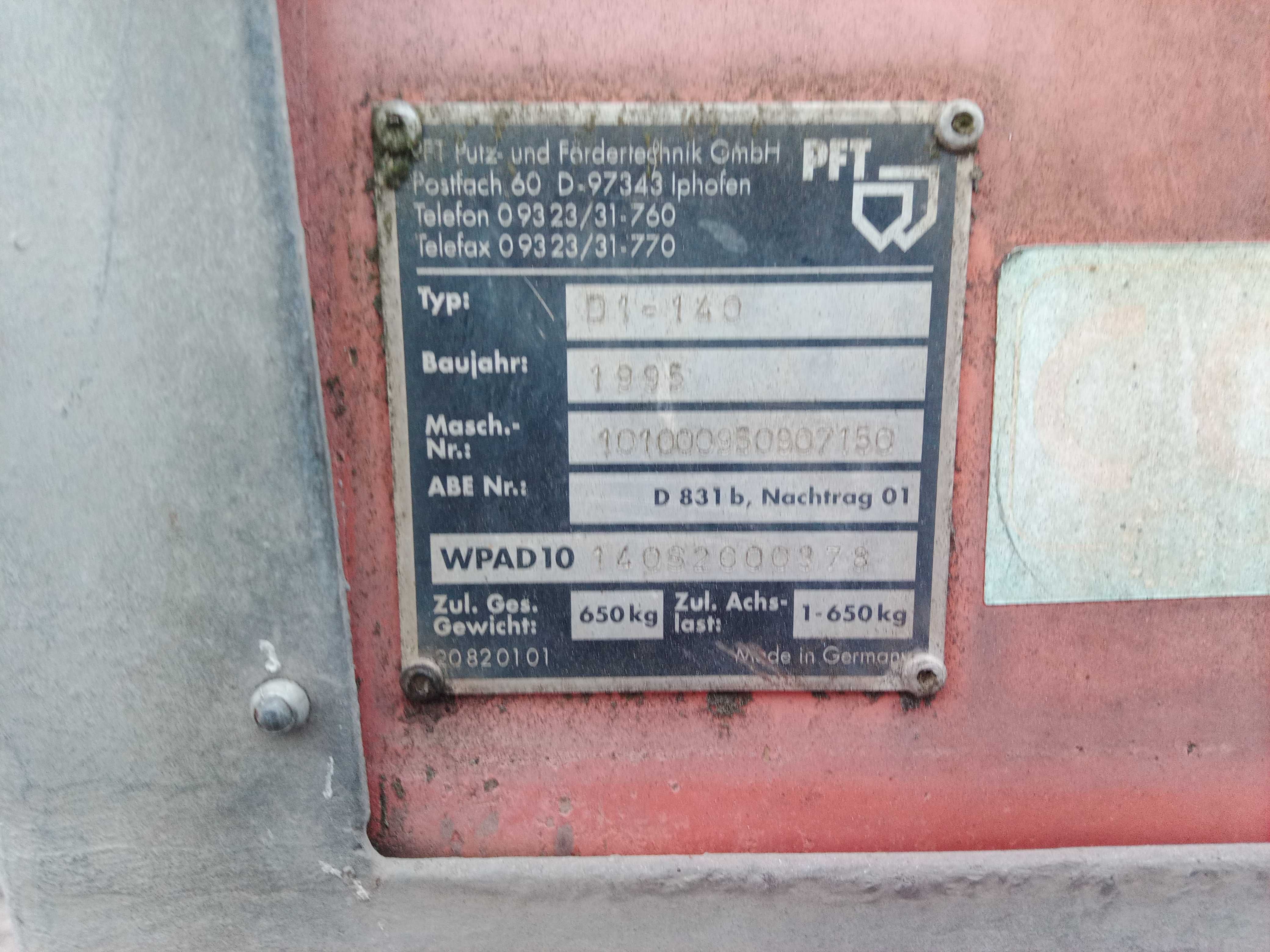 PFT Silomat D1-140 z Niemiec