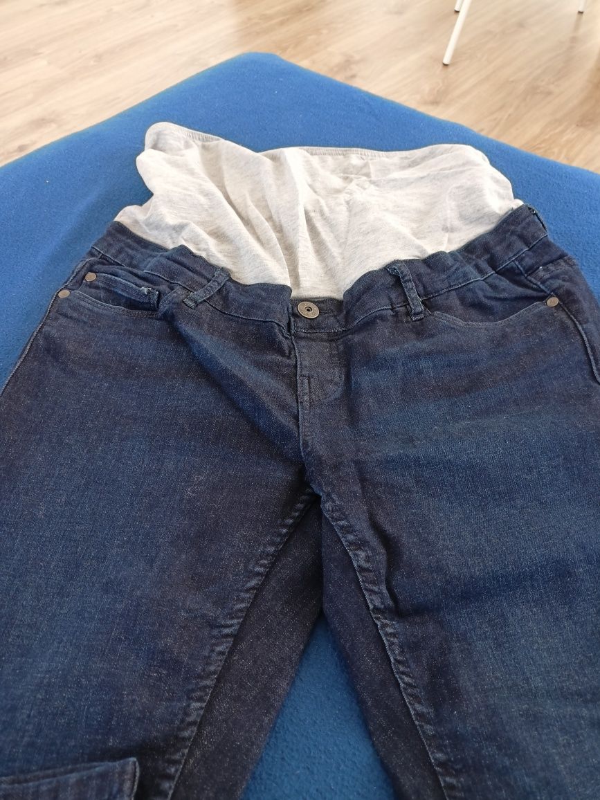 Spodnie jeansowe ciążowe stan idealny jak nowe, róż.L
