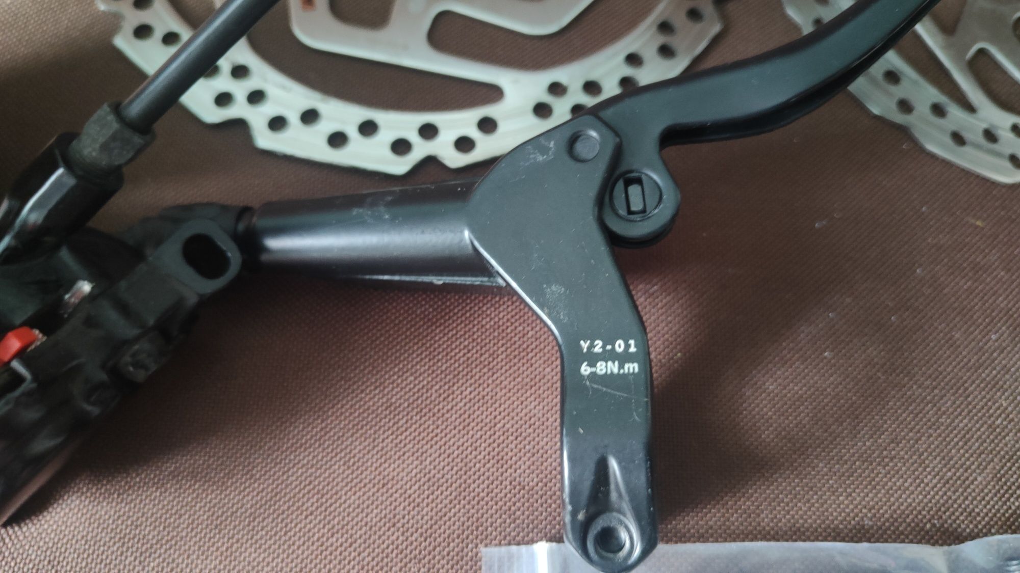 Manetka hamulec hydrauliczny rower + tarcze hamulcowe + adaptery