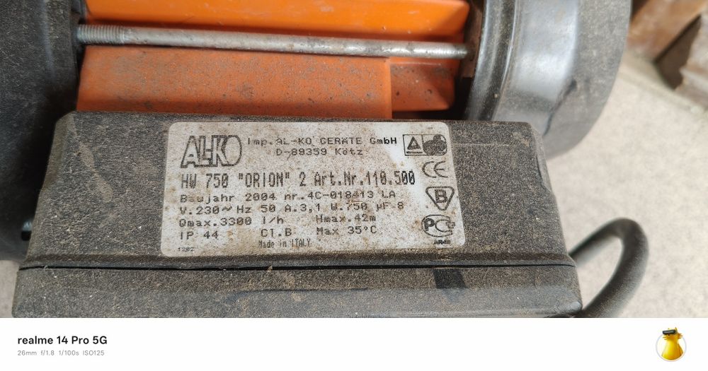 Pompa hydrofobowa AL-KO HW 750 ORION zapowietrzona