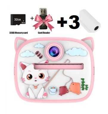 Детский Фотоаппарат 48Мп Мгновенной Печати Кот Дитячий Миттєвого Друку