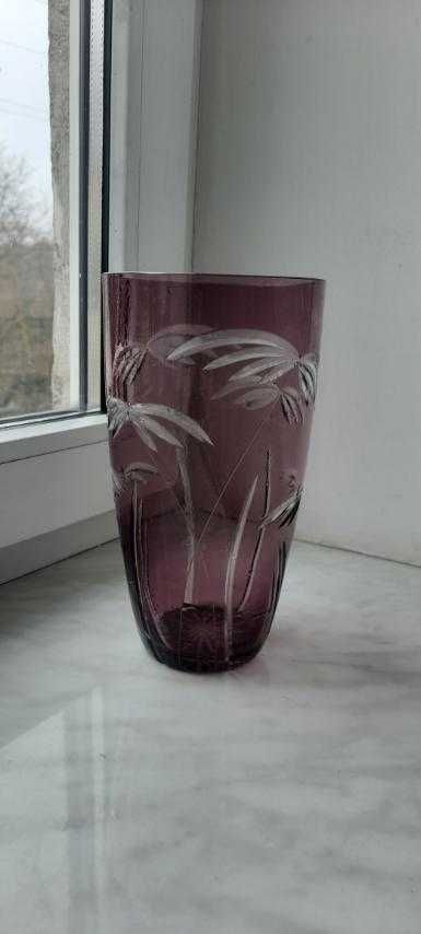 Ретро вазы, стекло, цветное, гутное  хрусталь