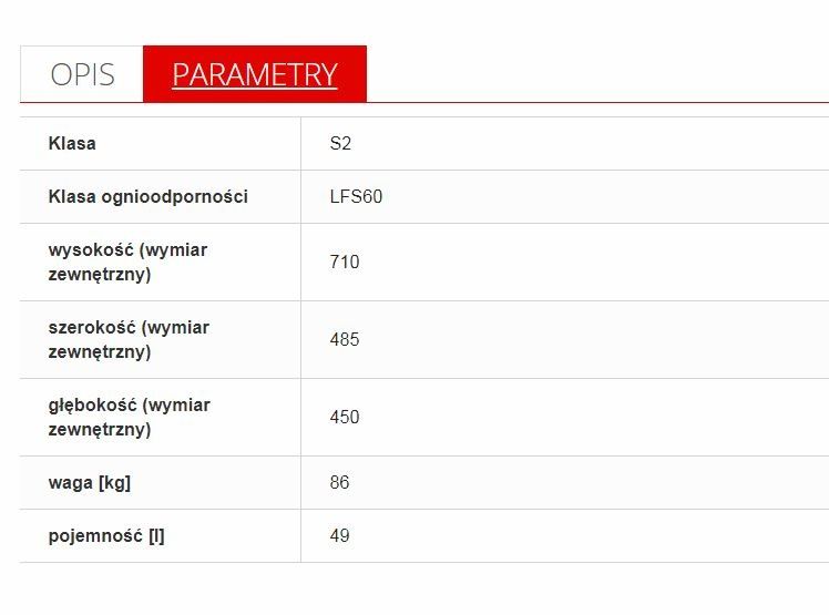 Sejf ognioodporny S2 zamek elektroniczny broń dokumenty VAT gwarancja