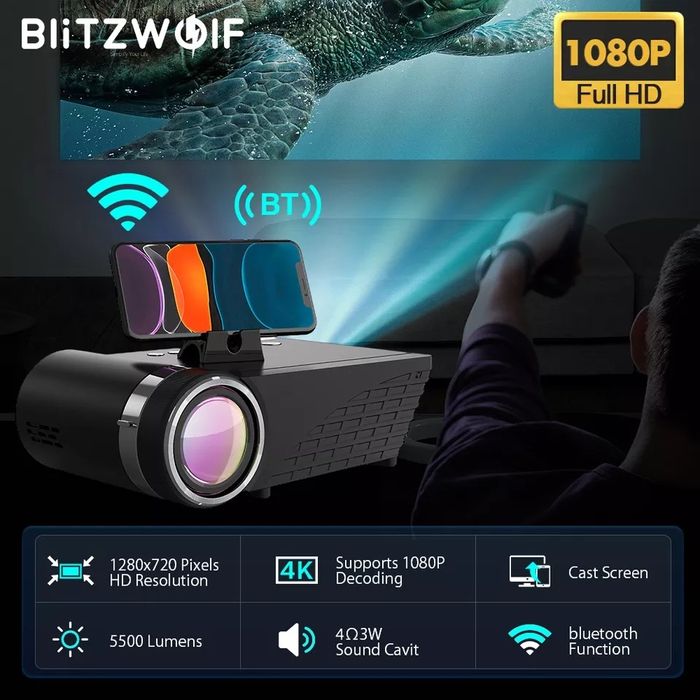 Projector BlitzWolf BW-VP8 WIFI HD Branco SELADO