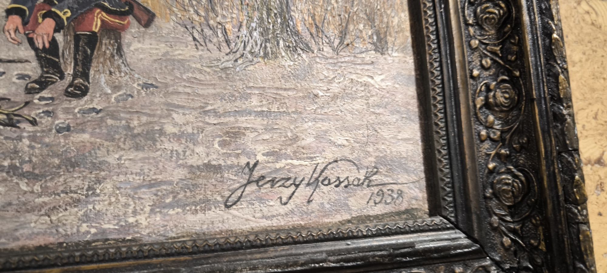 Stary obraz olejny sygnowany 55x42 centymetrów