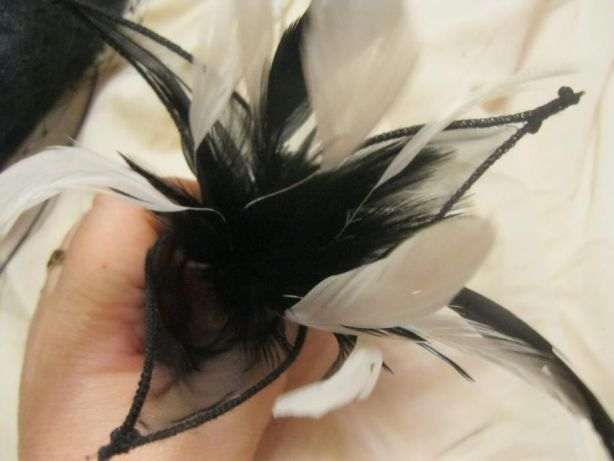 ручная работа handmade декор для шляпы черный цветок перья фатин супер