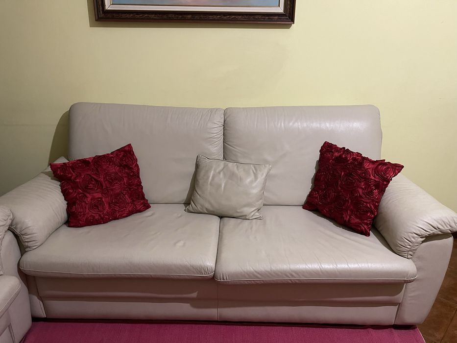 Sofas beges em pele