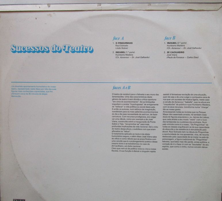 Sucessos do Teatro - - - - - Vários  - - - - - LP