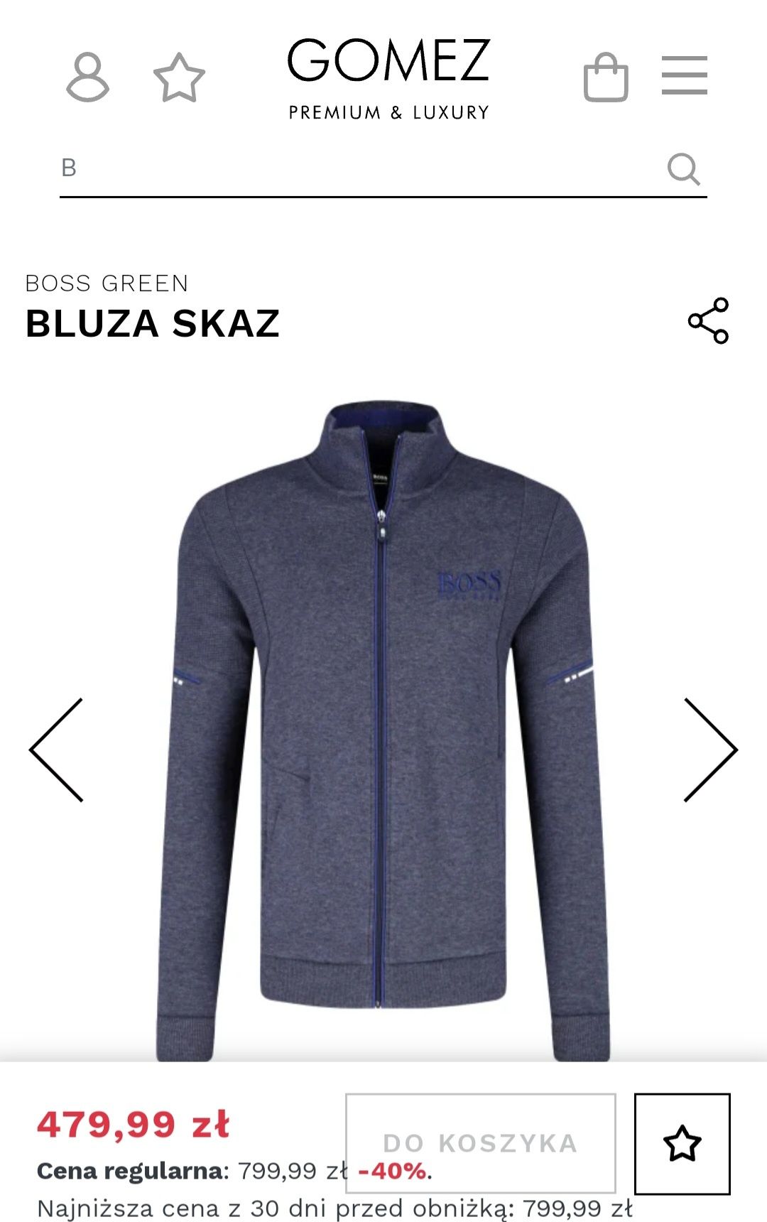 Boss nowa bluza męska rozpinana r. L