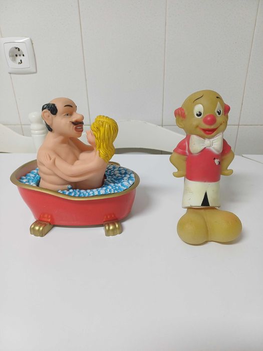 Bonecos de borracha antigos década de 1970 2 unidades