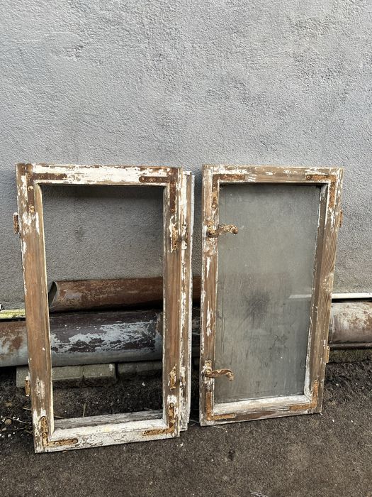 Drewniana rama okienna na lustro boho retro prowansalski styl