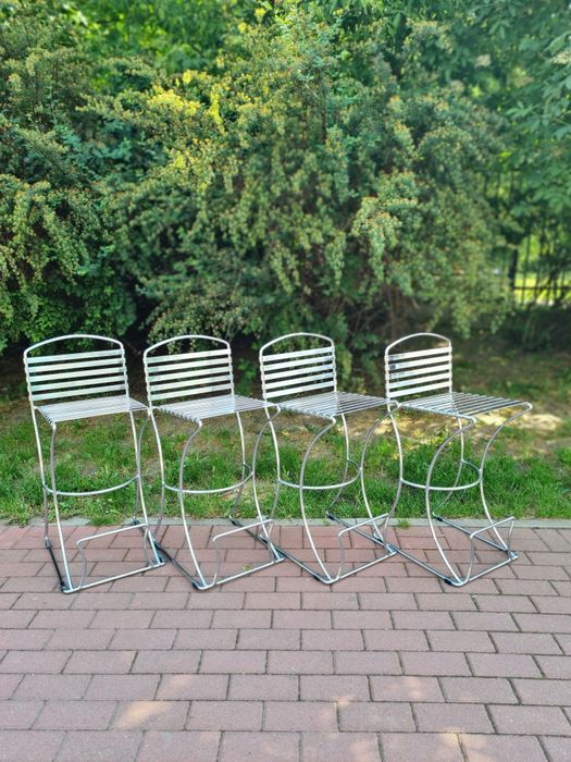 Hokery, stołki barowe, chromowane,Bauhaus,lata 80/90,mid-century