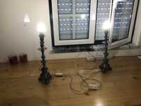 Peça única - Raro - Candelabros transformados em candeeiros