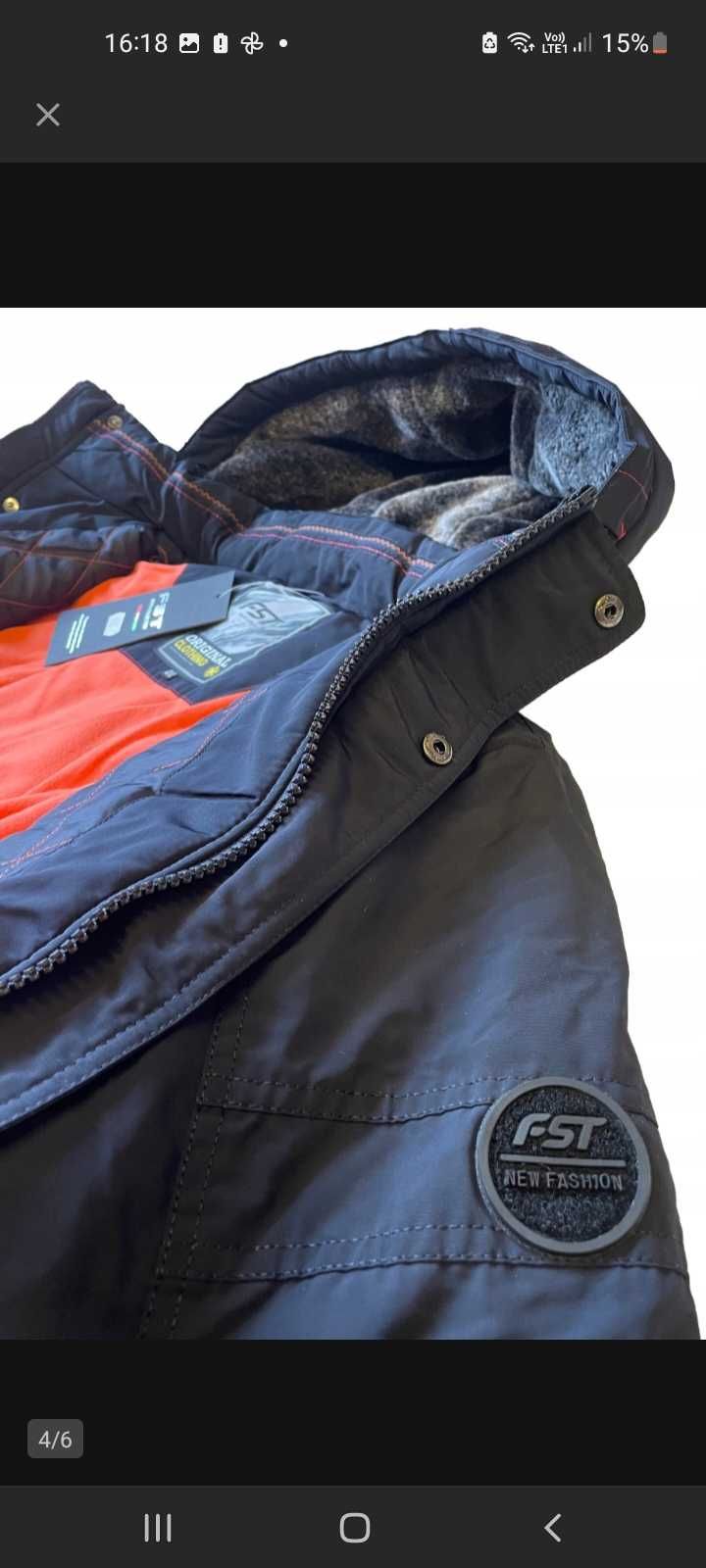 Duża kurtka męska czarna CIEPŁA FST BK-097  7XL