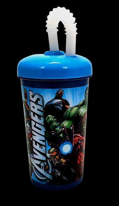 Kubek na napoje ze słomką Avengers - niebieski