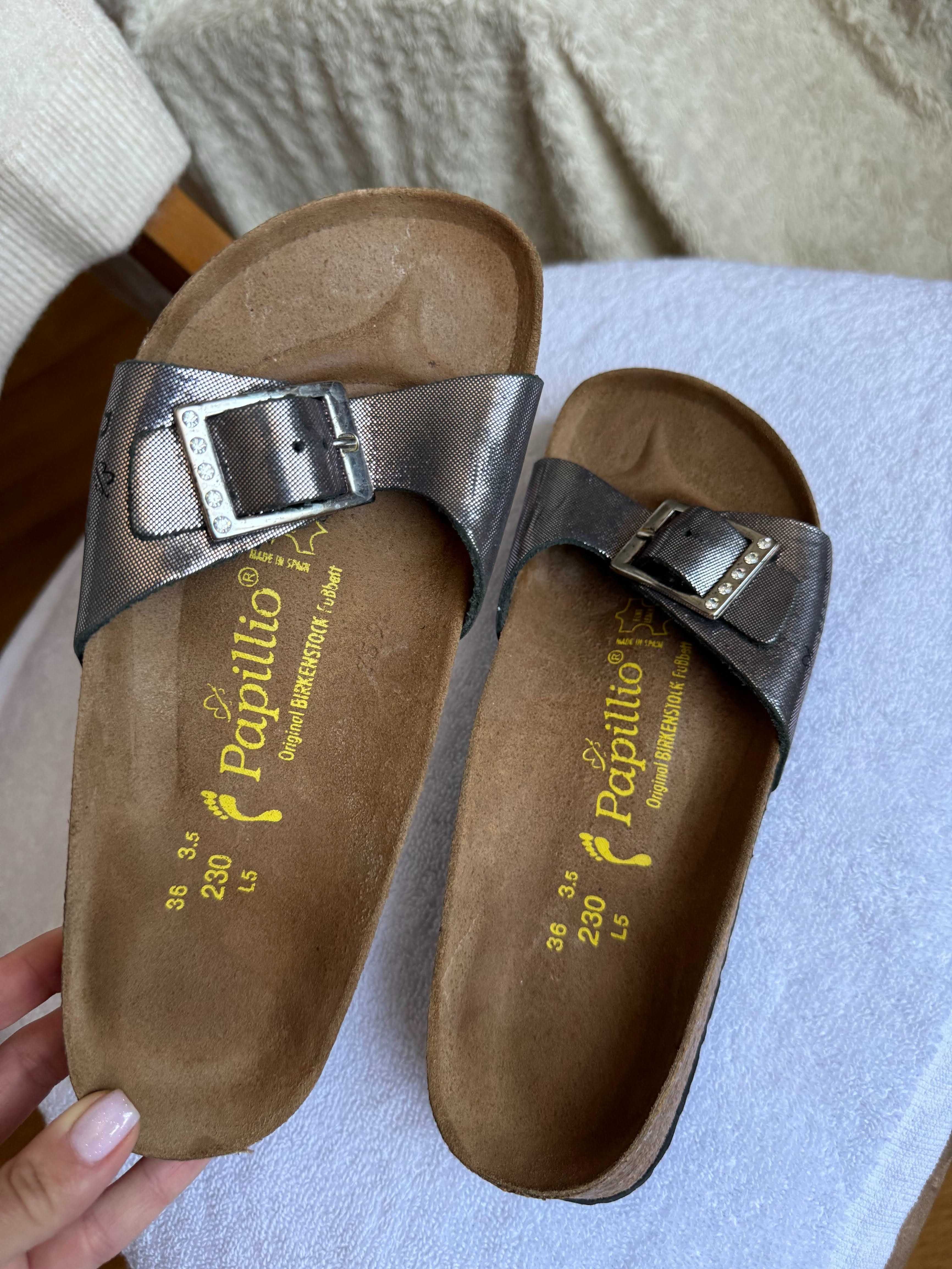 Шльопанці анатомічні срібні Birkenstock Limited edition Papillio 36