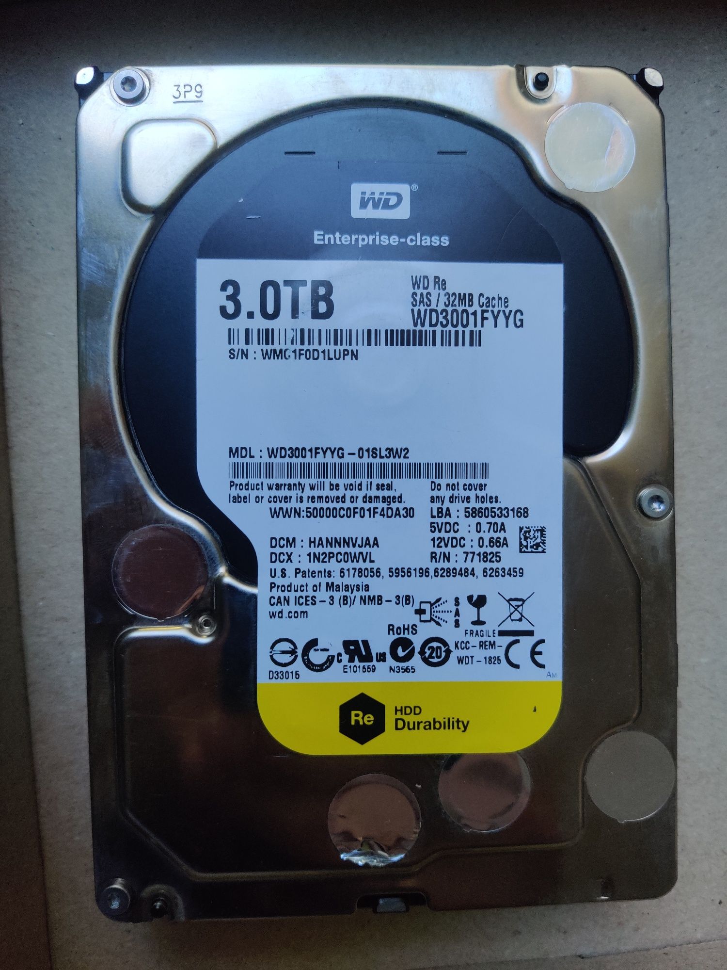 Жорсткий диск Western Digital SAS 3TB hdd жесткий диск (WD3001FYYG)
