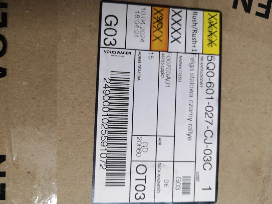 felgi stalowe 16 czarne skoda - vw