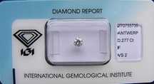 BRYLANT 0.277 ct VS2 F 4,07 mm Certyfikat IGI Diament