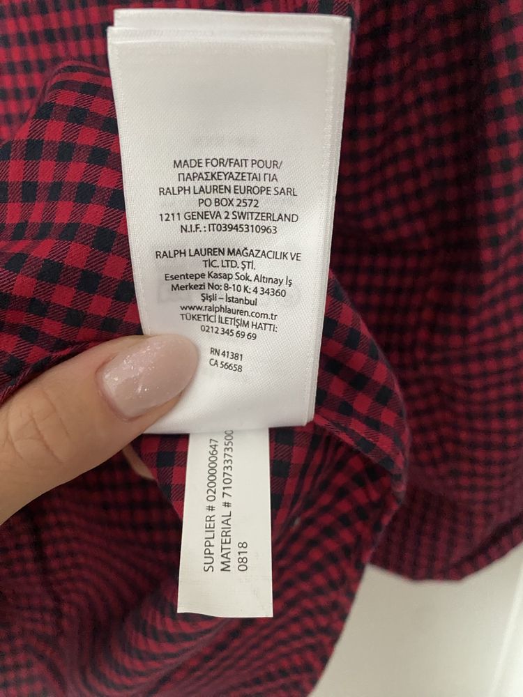 Koszula męska Ralph Lauren w kratę nowa slim fit M czerwona czarna