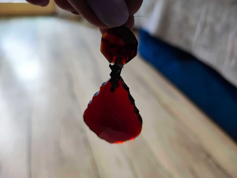 Stare szklane liście,liść,kryształki rubinowe,cena za 1 sztukę