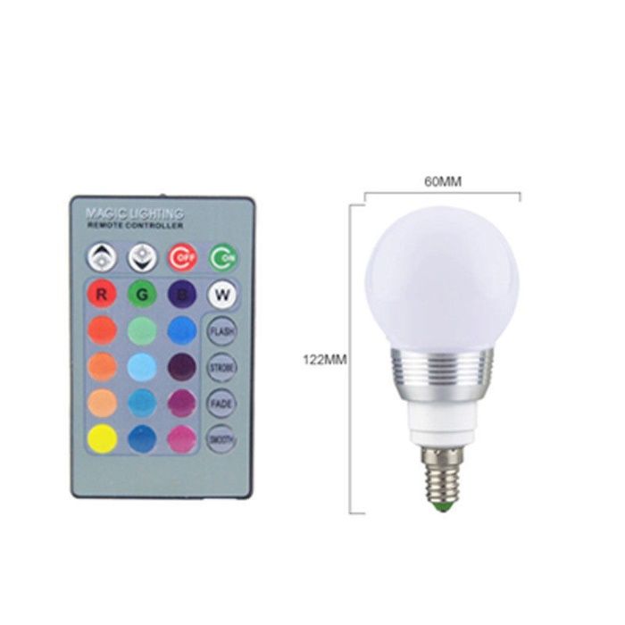 E14 LED RGB Lâmpada 7 W Spot light 16 cores IR Controle Remoto