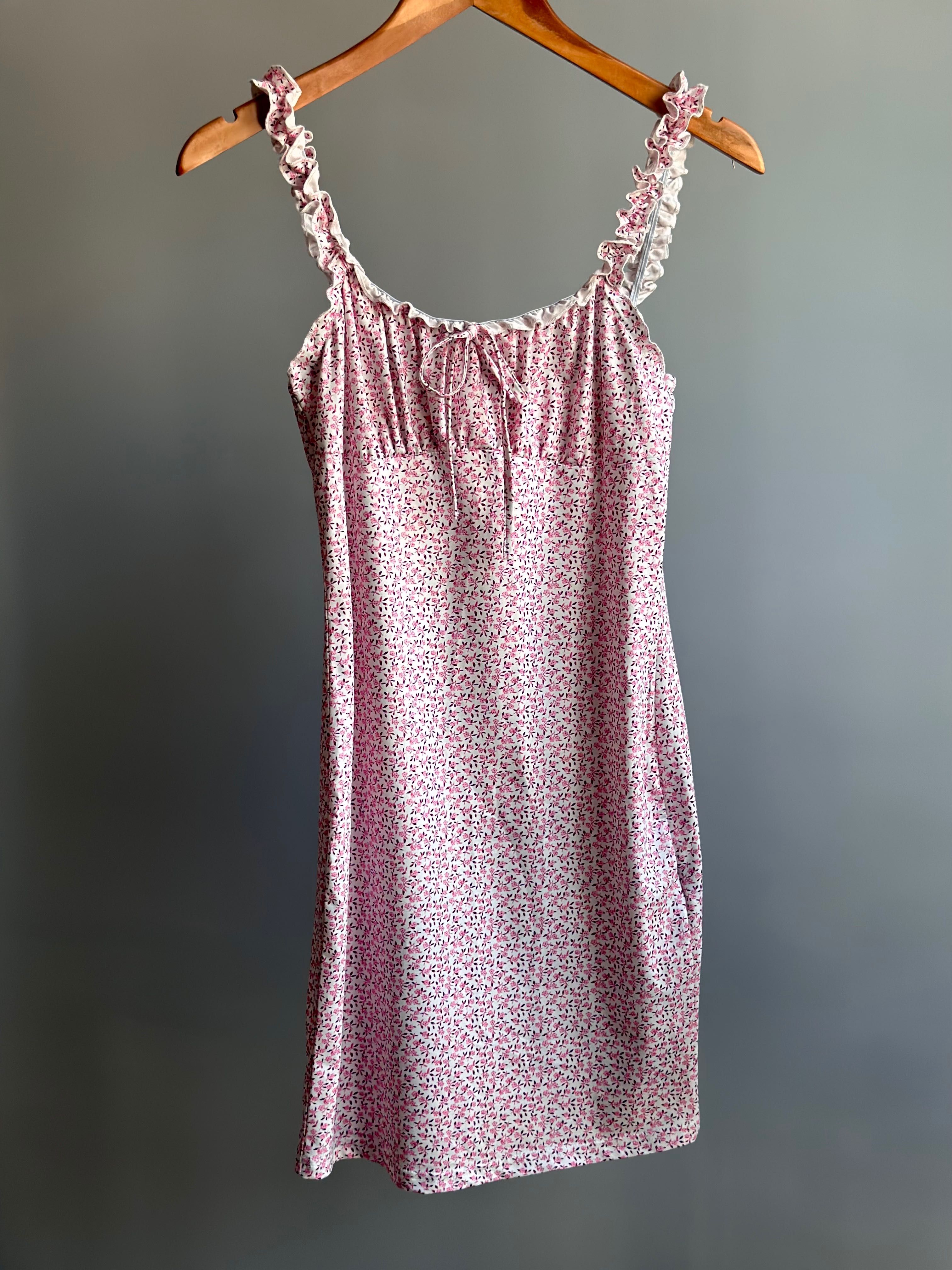 Biała różowa mini dziewczęca sukienka, shein, rozmiar M 38