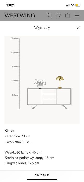 Lampa stołowa na komodę Westwing złota nowa!
