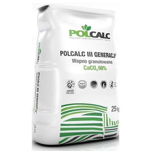 Wapno granulowane III generacji Polcalc 93-98% CaCO3 bogate Worki 25kg