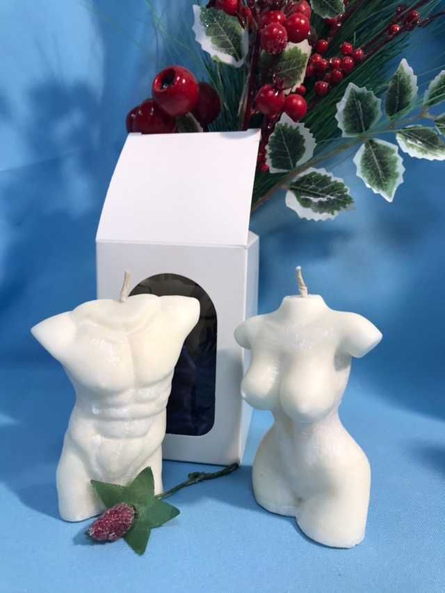Красиві свічки ручної роботи - чоловіча та жіноча фігури