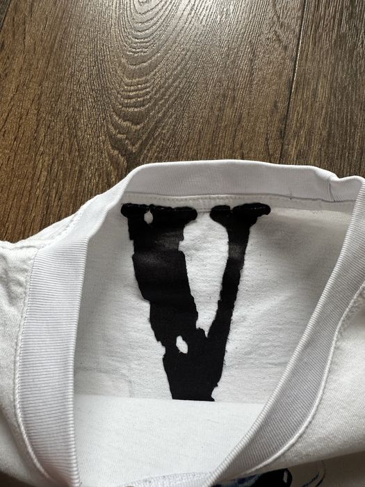 Vlone koszulka biała z nadrukiem z krótkim rękawem