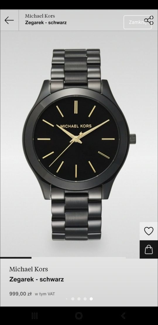 Zegarek Michael Kors czarna bransoleta oryginał