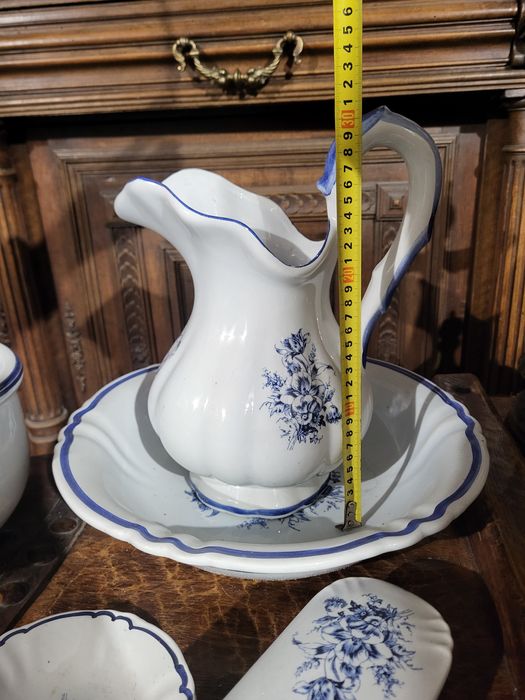 Sygnowany ceramiczny zestaw do mycia dzban misa jak Delft