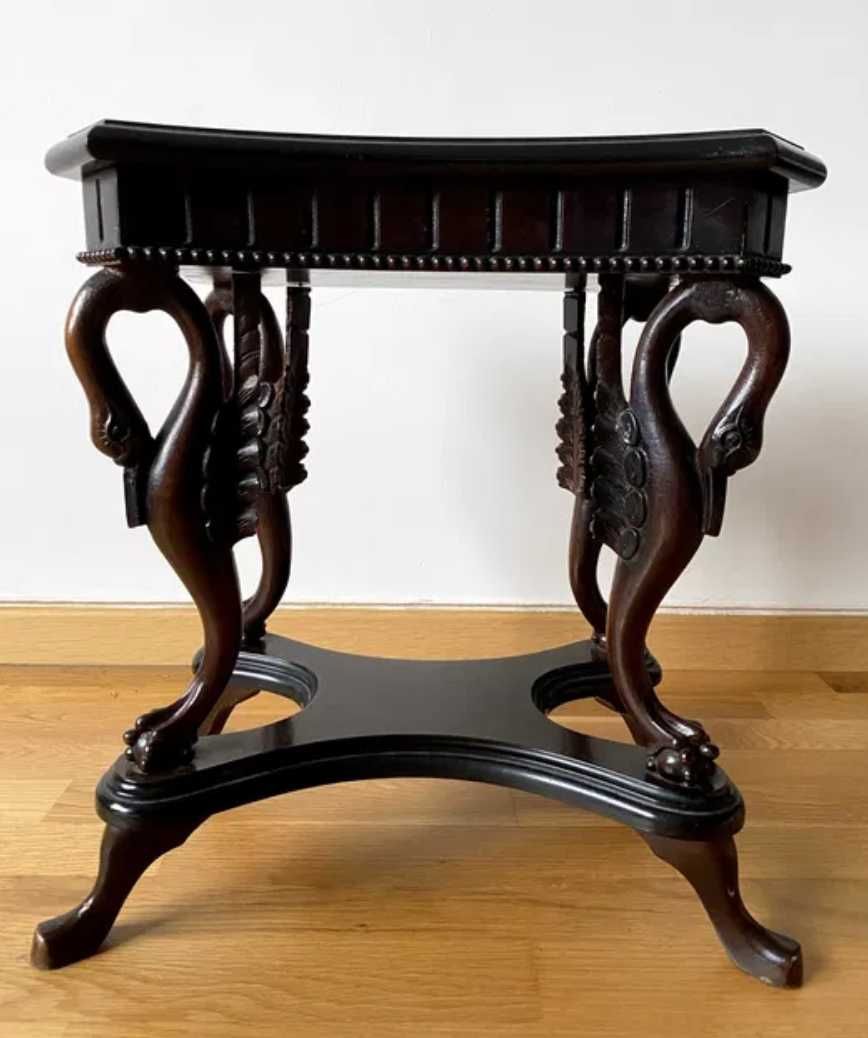 Mesa antiga em mogno com cisnes entalhados – séc. XIX / XX
